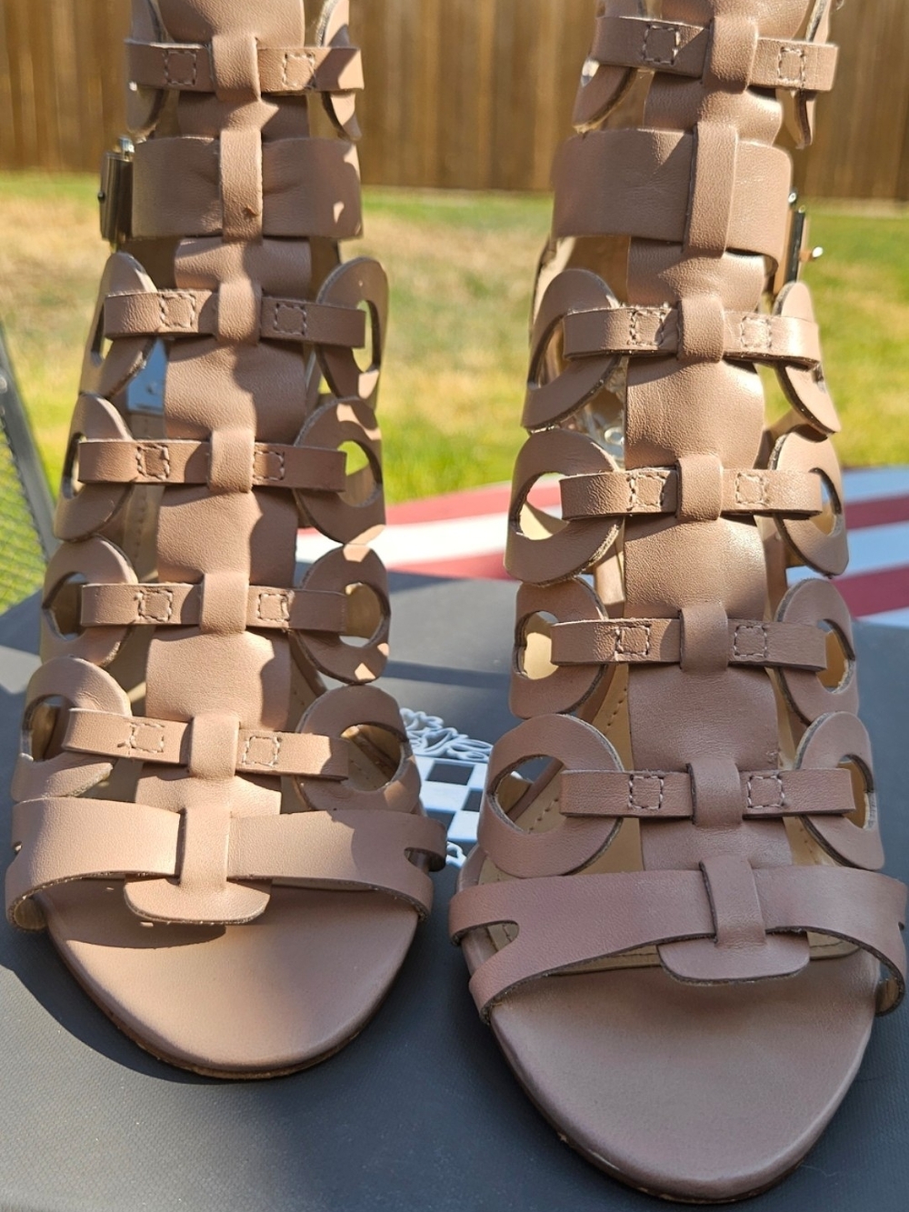Vince Camuto Taupe Strappy Gladiator Sandals